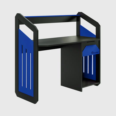 Battalion Gaming Desk with Drawers and Shelves - BLUE