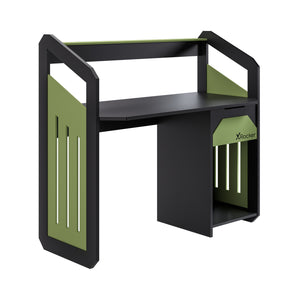 Battalion Gaming Desk with Drawers and Shelves - GREEN