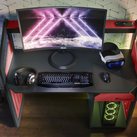 Battalion 120cm Gaming Desk with Drawers - Red