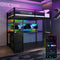Battlebunk XL RGB Double High Sleeper Gaming Bunk Bed with Desk - Black