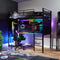 Battlebunk RGB LED High Sleeper Gaming Bunk Bed with Desk - Black
