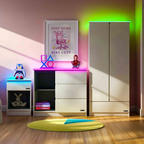 Carbon-Tek 3 Piece Bedroom Furniture Set - White