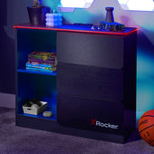 Carbon-Tek Chest of 3 Drawers with LED Lights - Grey / Blue