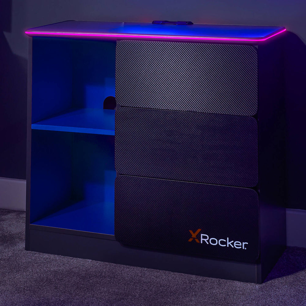 X Rocker Chest Gaming Furniture | X Rocker Carbon-Tek RGB Chest of Drawers - Blue
