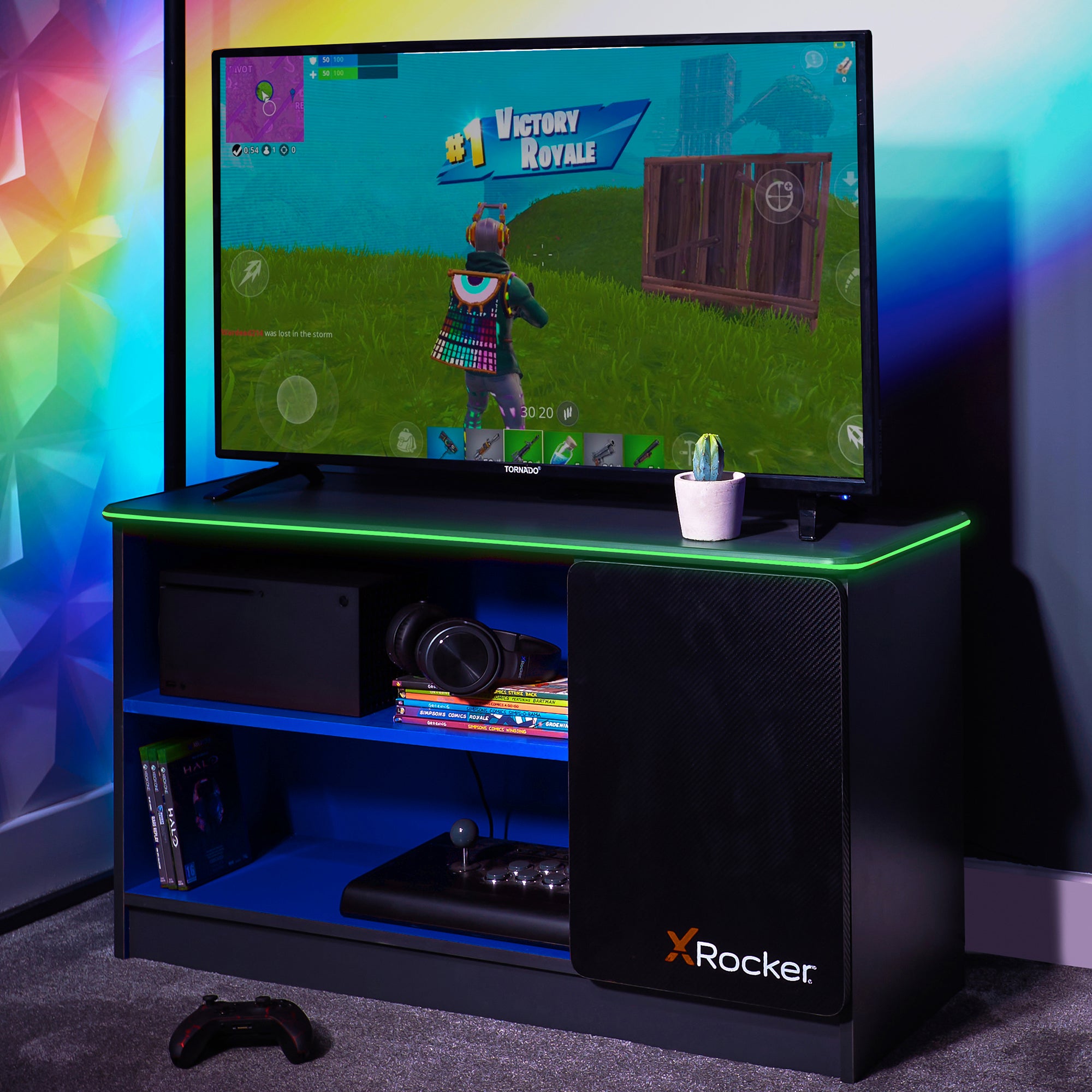 Carbon-Tek LED TV Media Unit - Grey / Blue RGB