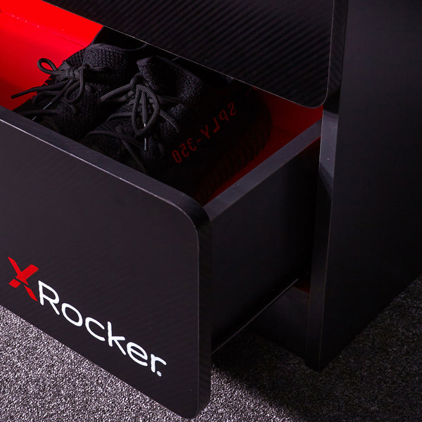 Carbon-Tek LED 2-Door Wardrobe with Drawer - Grey / Red RGB