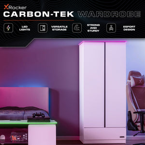 Carbon-Tek 2 Door Wardrobe with Drawer and LED Lights - White