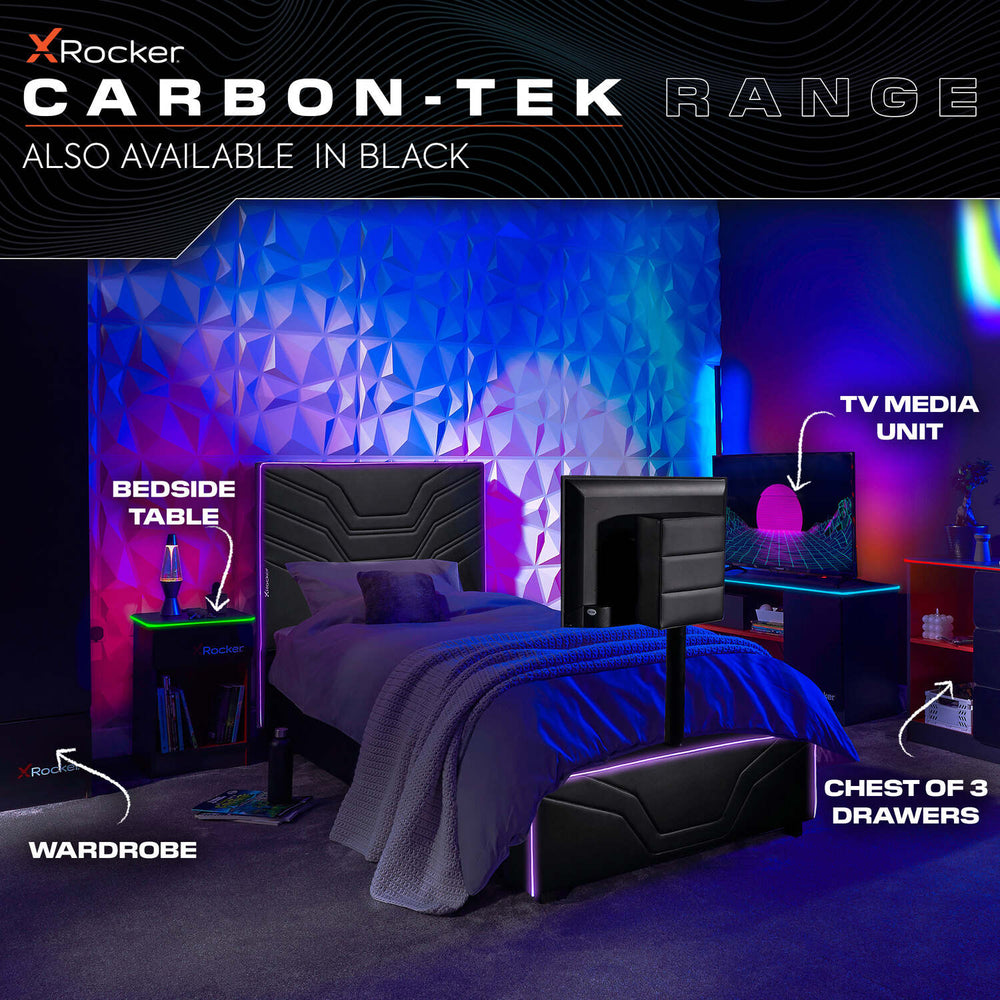 X Rocker End Table Gaming Desks | X Rocker Carbon-Tek RGB Gaming Desk with Charging White
