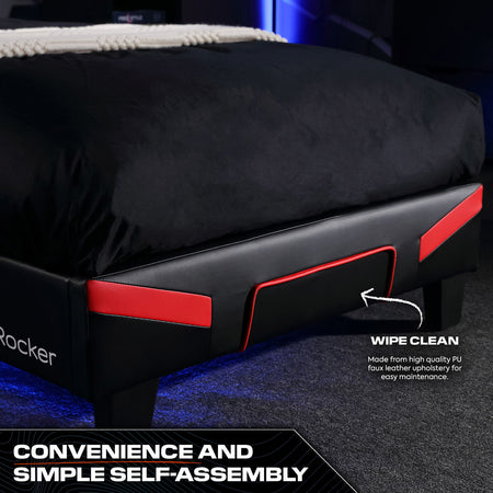 Cerberus MK11 Gaming Bed in a Box space saving Black and red gaming bed designed for comfort and gaming setups.