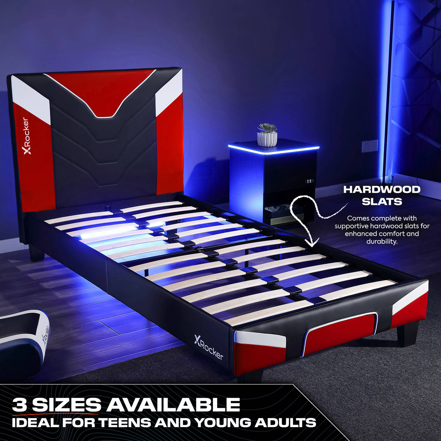 Red gaming bed by x rocker cerberus MK11 Gaming Bed in a Box designed for gamers who ant comfort and style 