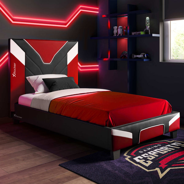 X Rocker Cerberus MK11 Gaming Bed in a box bold red gaming bed with a modern upholstered design for ultimate comfort 