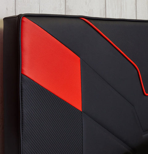 carbon red gaming ed with ottoman storage X rocker cerberus MK11 blends comfort functionality and a modern gaming design. 