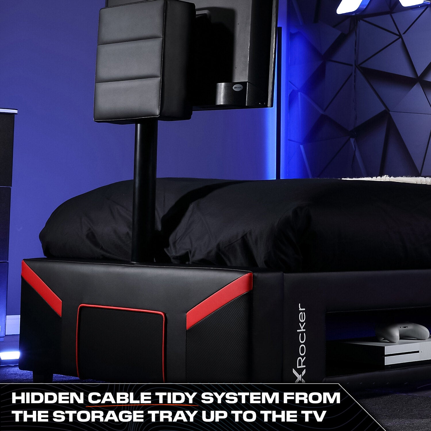 Cerberus Twist Single TV Gaming Bed - Black / Red