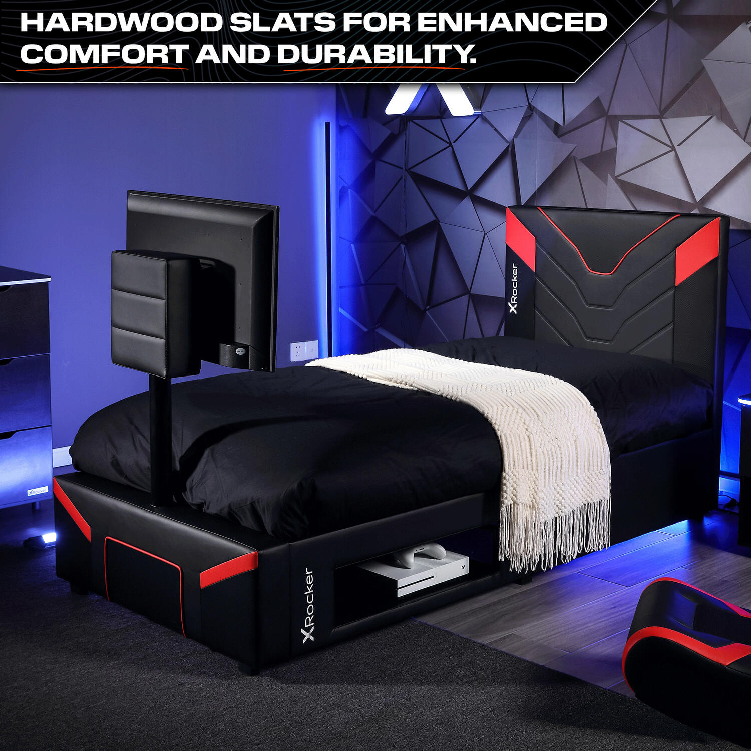 Cerberus Twist Single TV Gaming Bed - Black / Red