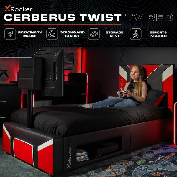 Cerberus Twist Single TV Gaming Bed - Red