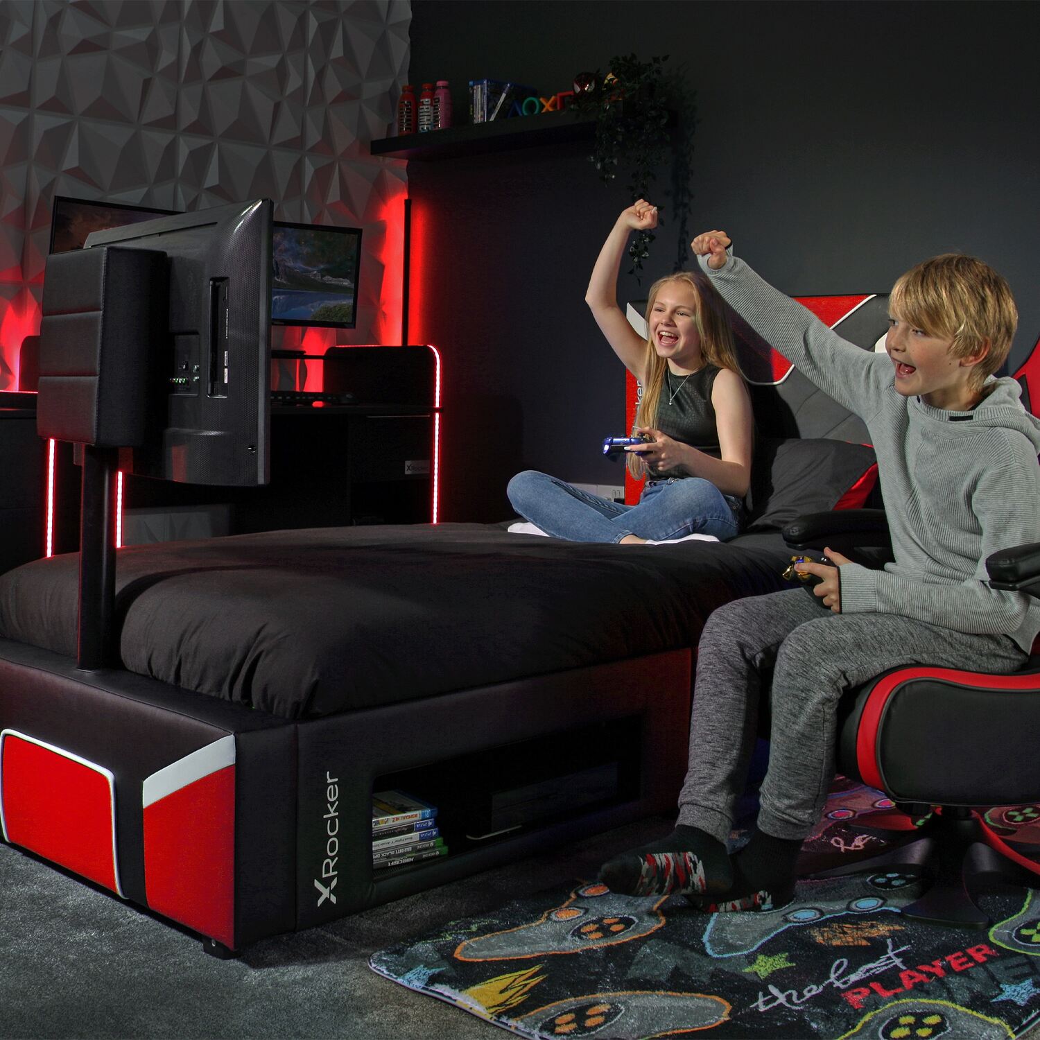 Cerberus Twist Single TV Gaming Bed - Red