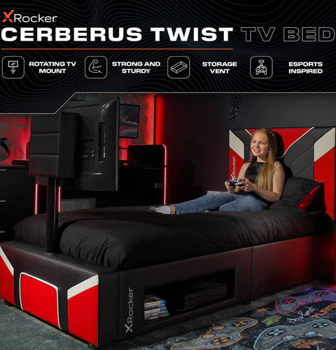 Cerberus Twist Single TV Gaming Bed - Red