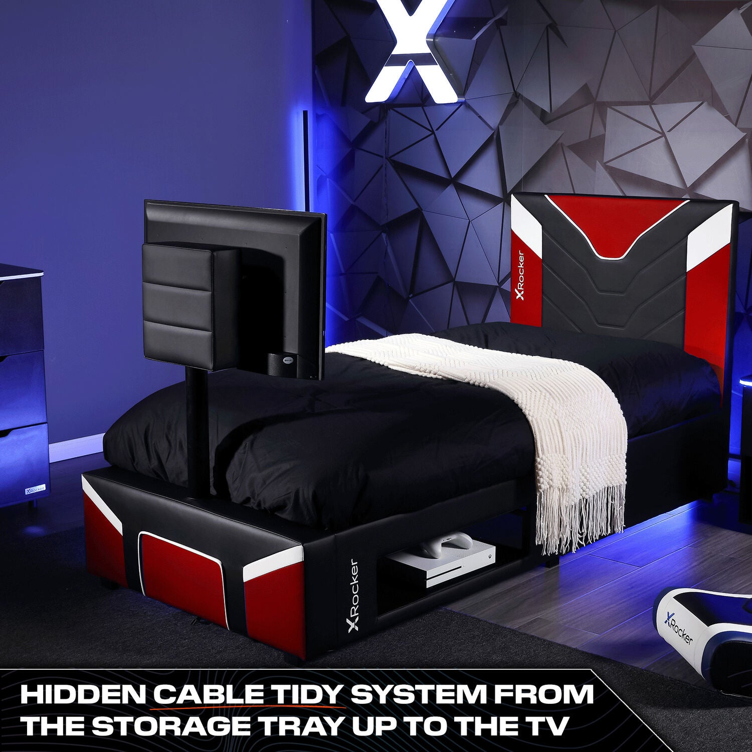 Cerberus Twist Single TV Gaming Bed - Red