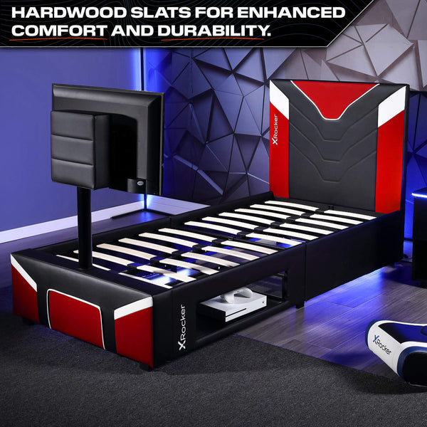 Cerberus Twist Single TV Gaming Bed - Red