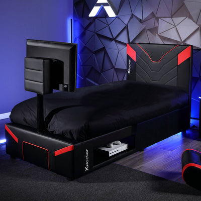 Cerberus Twist Single TV Gaming Bed - Black / Red