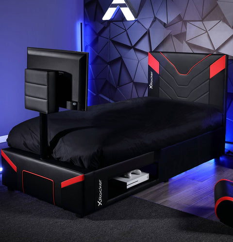 Cerberus Twist Single TV Gaming Bed - Black / Red