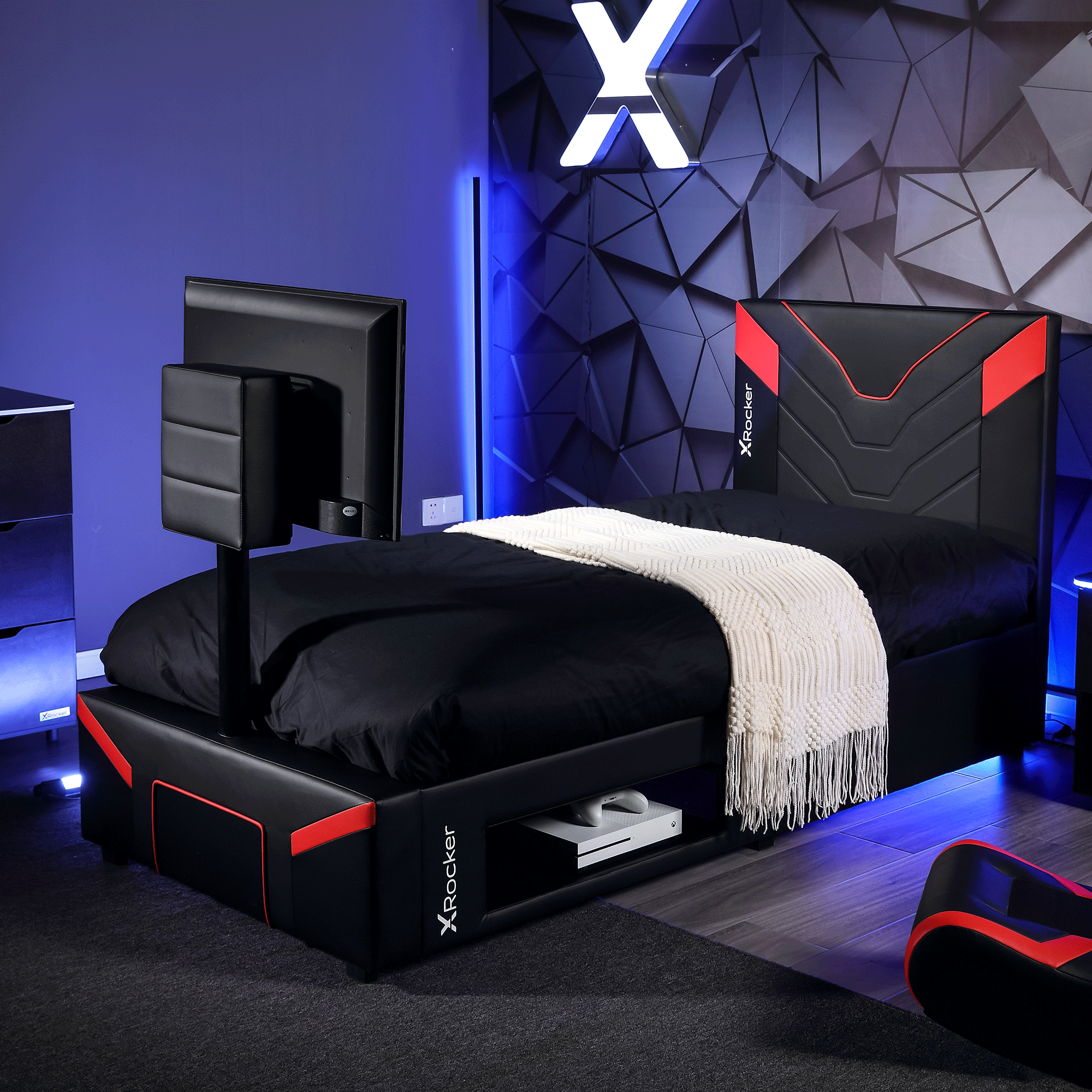 Cerberus Twist Single TV Gaming Bed - Black / Red