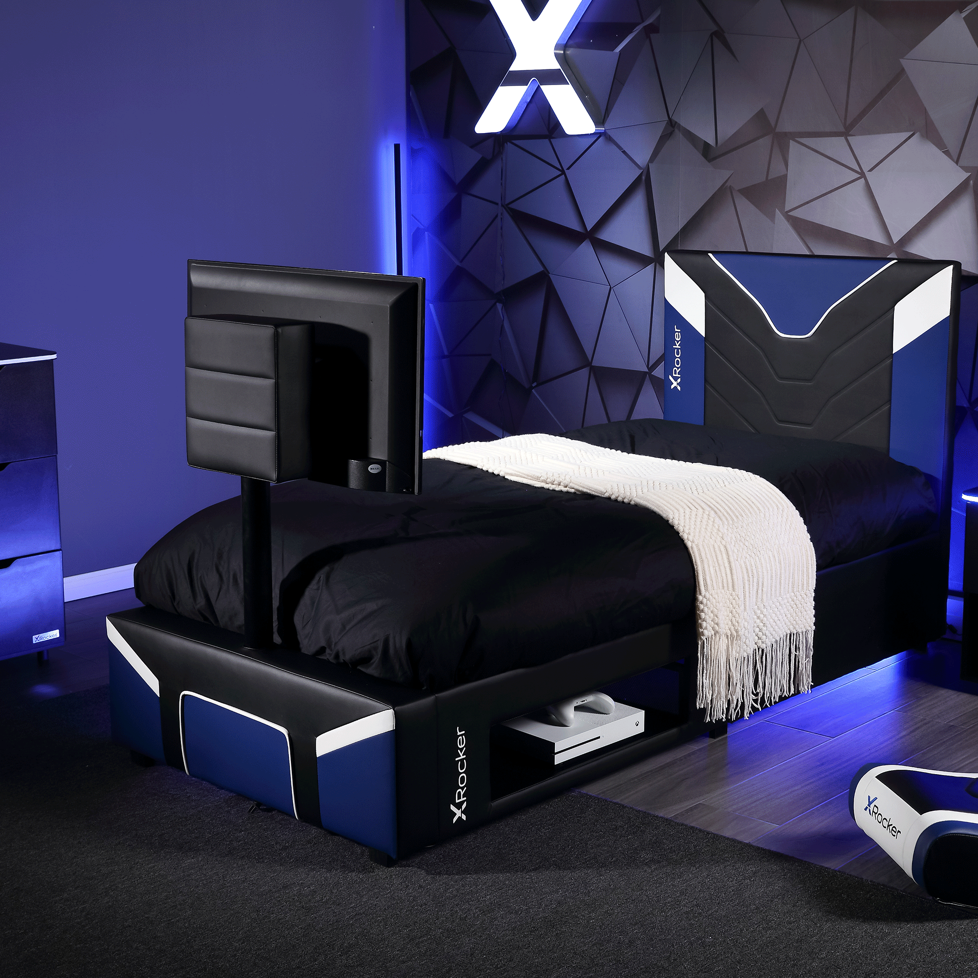 Cerberus Twist Single TV Gaming Bed - Blue