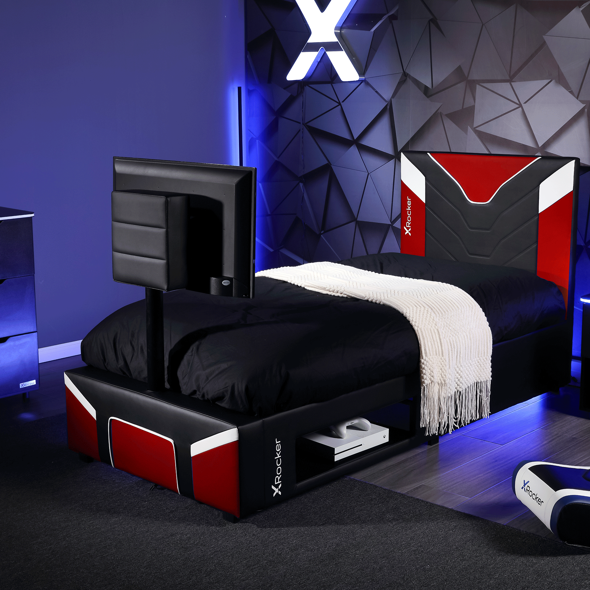 Cerberus Twist Single TV Gaming Bed - Red