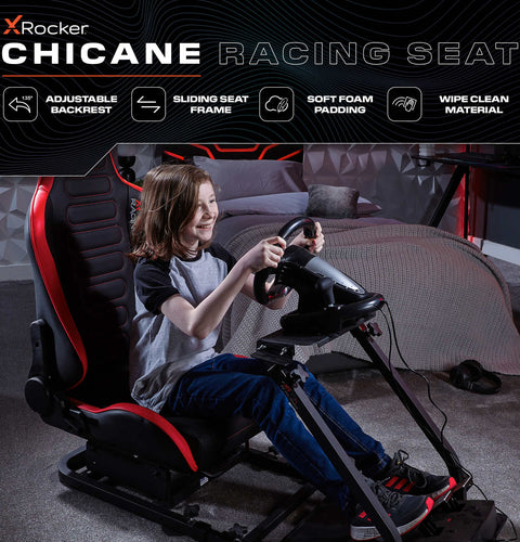 XR Racing Chicane Racing Sim Cockpit Gaming Chair - Black / Red