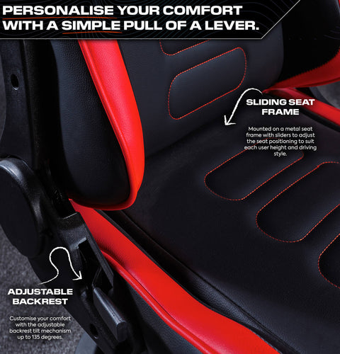XR Racing Chicane Racing Sim Cockpit Gaming Chair - Black / Red