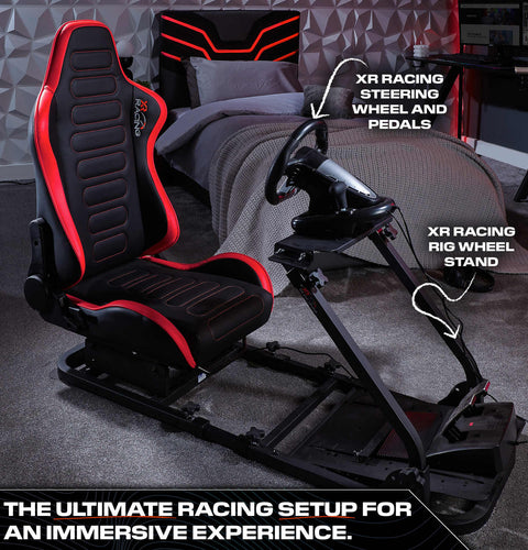 XR Racing Chicane Racing Sim Cockpit Gaming Chair - Black / Red