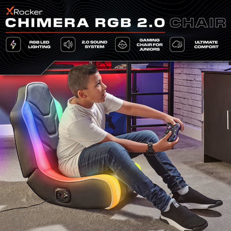 Chimera 2.0 Audio Floor Rocker LED Gaming Chair for Kids - Black