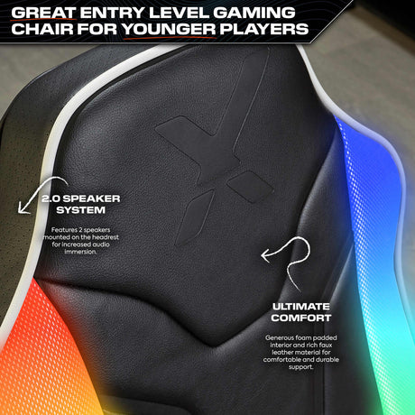 Chimera 2.0 Audio Floor Rocker LED Gaming Chair for Kids - Black