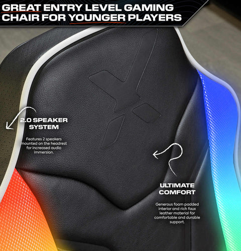 Chimera 2.0 Audio Floor Rocker LED Gaming Chair for Kids - Black