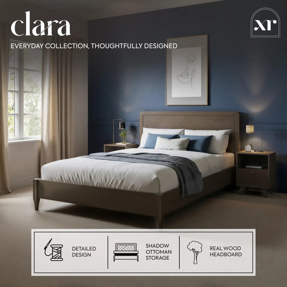 Clara Shadow Ottoman Wooden Bed Frame - Dark Oak (2 Sizes)