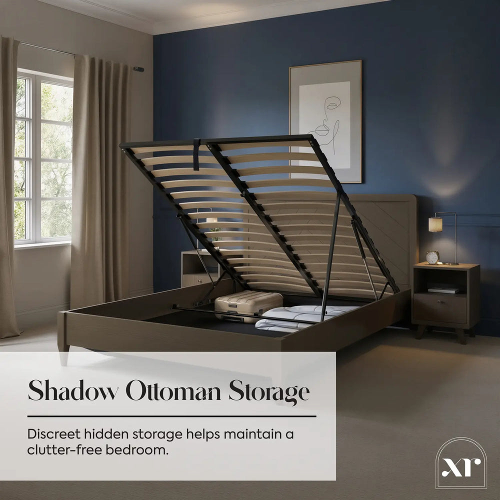 Clara Shadow Ottoman Wooden Bed Frame - Dark Oak (2 Sizes)