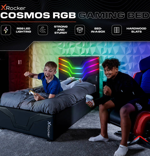 Cosmos LED Single Gaming Bed in a Box - Black RGB