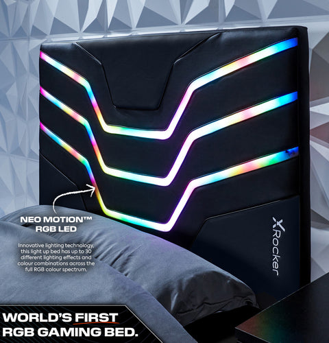 Cosmos LED Single Gaming Bed in a Box - Black RGB
