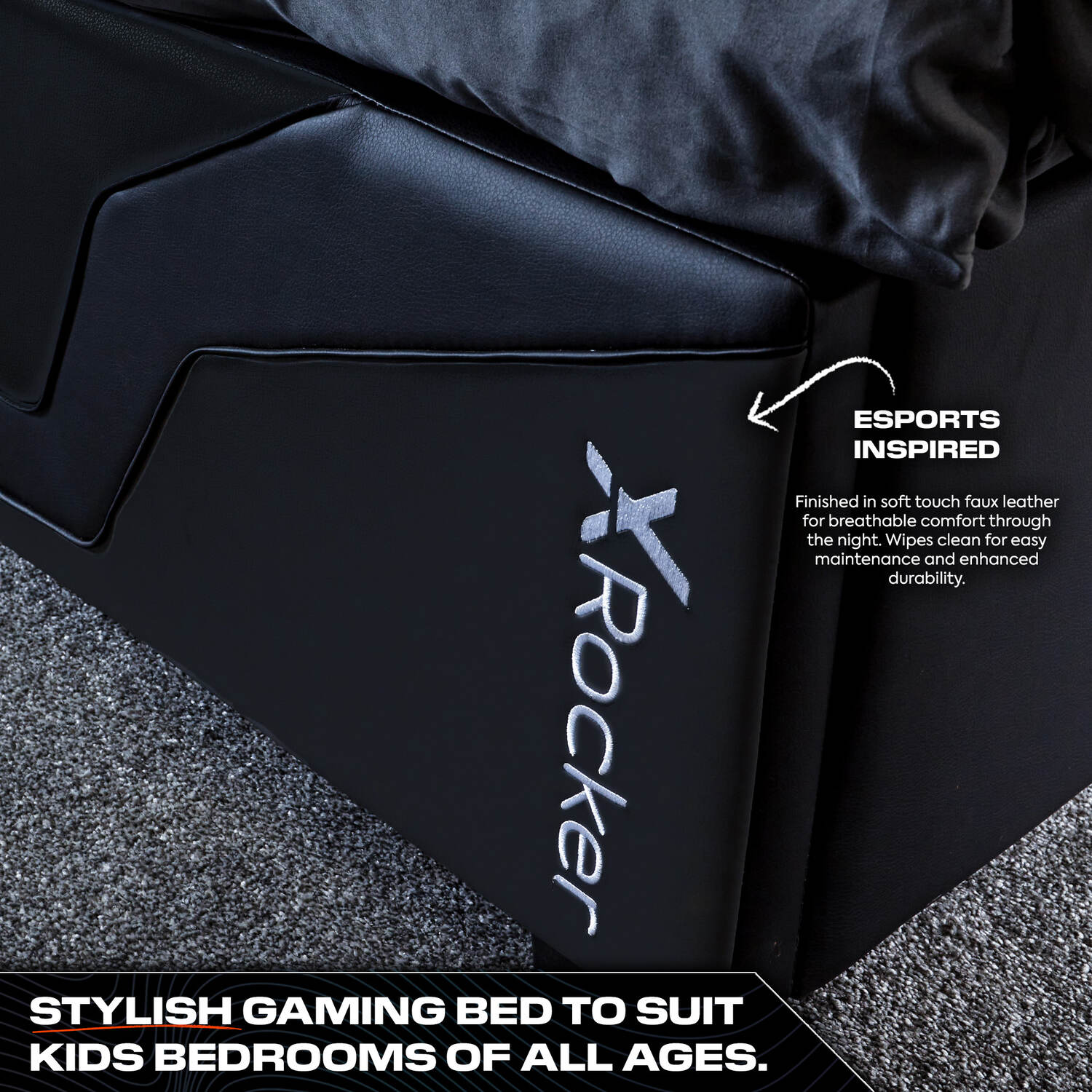 Cosmos LED Single Gaming Bed in a Box - Black RGB