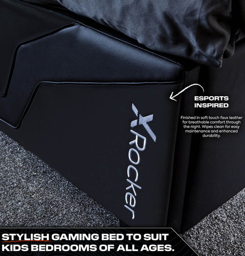 Cosmos LED Single Gaming Bed in a Box - Black RGB