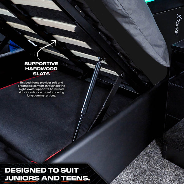 Cosmos LED Single Ottoman Gaming Bed - Black RGB