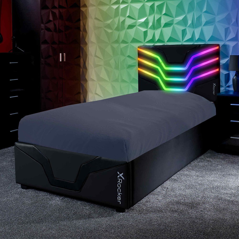 Cosmos LED Single Gaming Bed in a Box - Black RGB