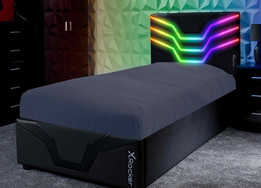 Bed Led Rocker Gaming Beds | X Rocker Cosmos RGB Ottoman Storage Gaming Single Bed
