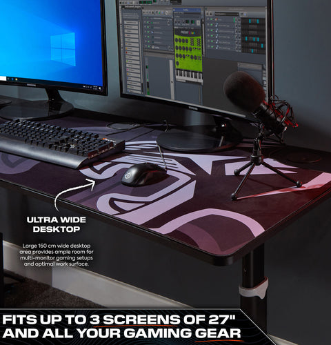 Cougar XL 160cm Height Adjustable Gaming Desk with Full Mousepad - Carbon Black