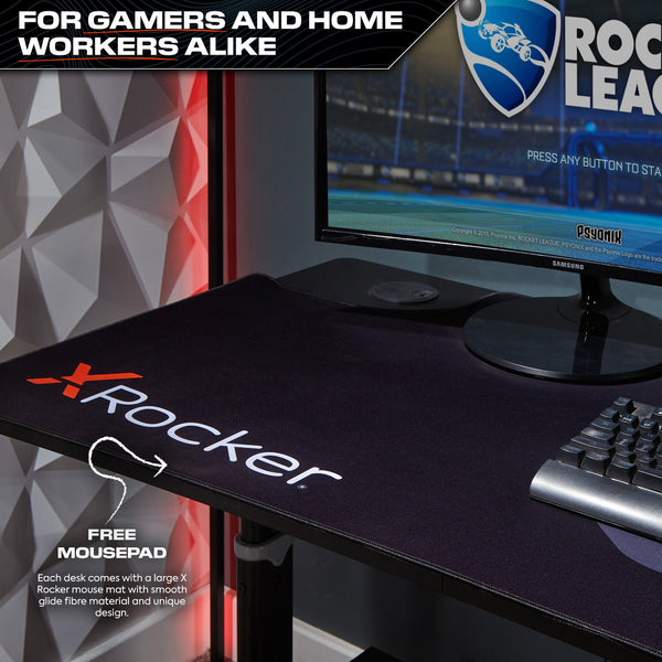 Cougar XL 160cm Height Adjustable Gaming Desk with Full Mousepad - Carbon Black