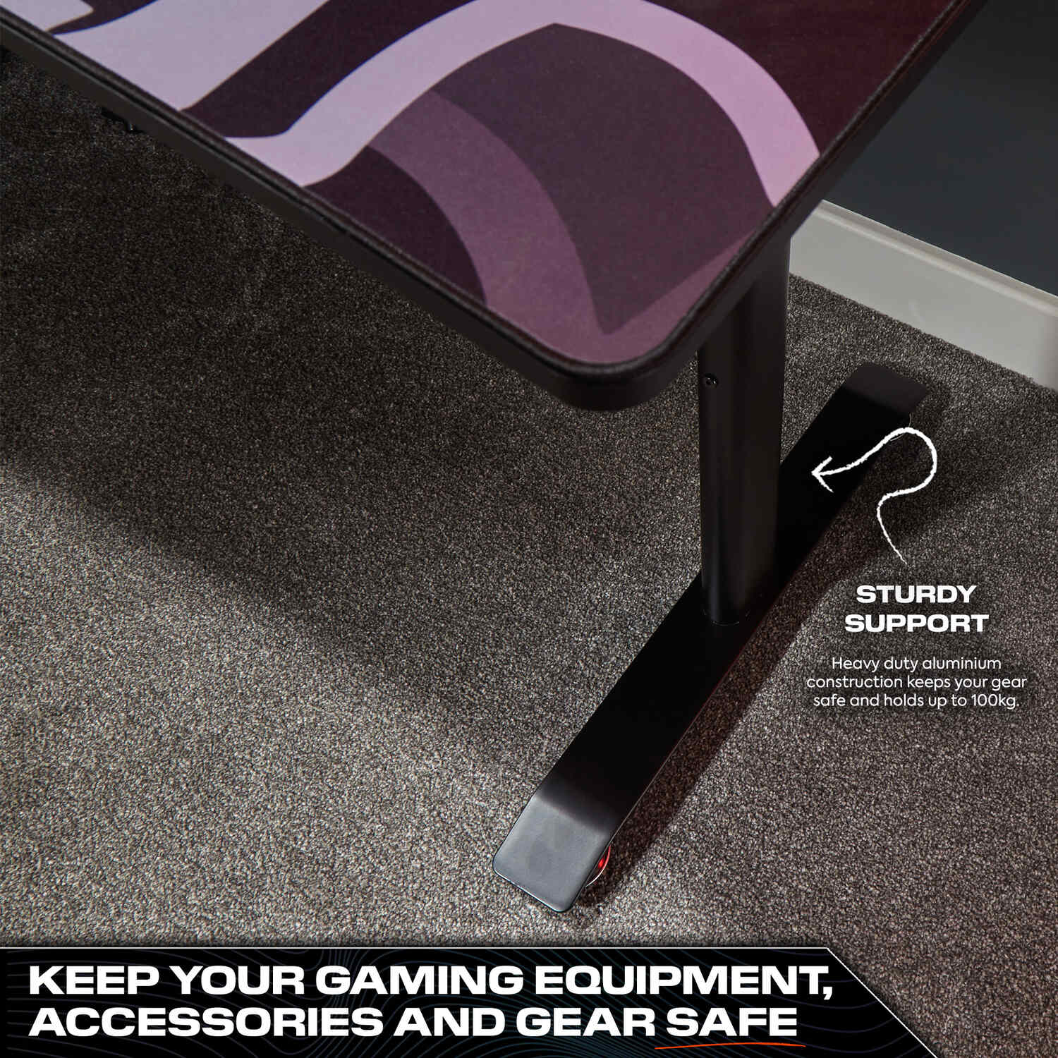 Cougar XL 160cm Height Adjustable Gaming Desk with Full Mousepad - Carbon Black