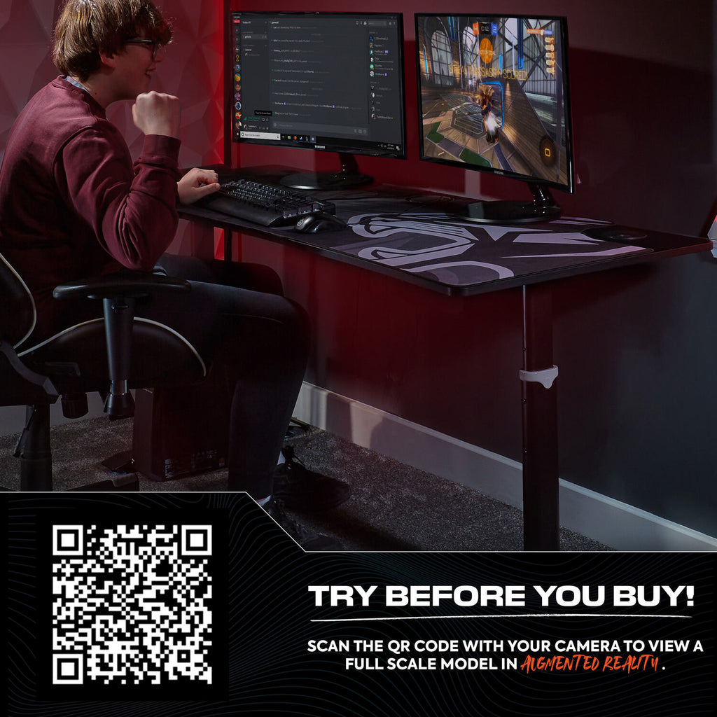 Cougar XL 160cm Height Adjustable Gaming Desk with Full Mousepad - Carbon Black