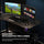Gaming setup with dual monitors, keyboard, and mouse on a desk with a mousepad.