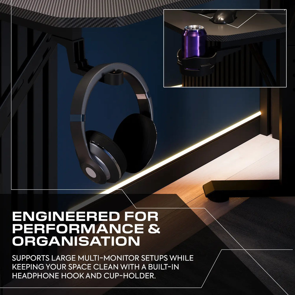 Cougar 140cm Height Adjustable Corner Gaming Desk with Mousepad - Black