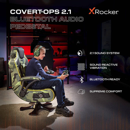 Covert Ops 2.1 Bluetooth Pedestal Gaming Chair – Camo